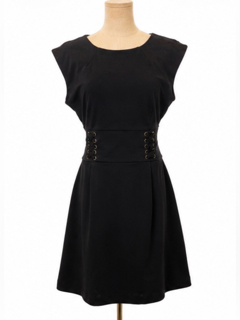 Cynthia Rowley Black Lace-Up Waist Mini Dress